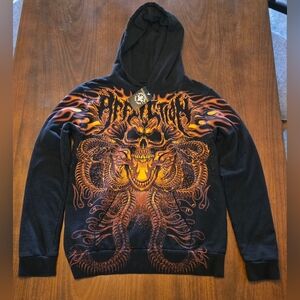 NWT Affliction Womens Black Hoodie Size‎ Medium